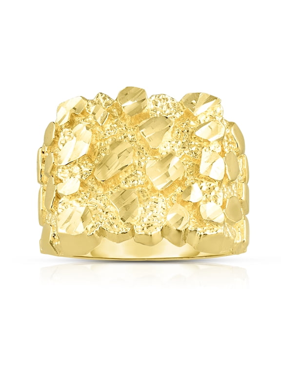 10k Yellow Gold 17.8mm Square Nugget Ring, Sizes 6 - 13