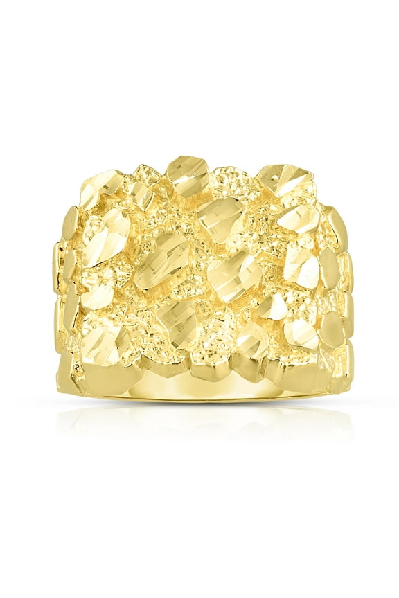 10k Yellow Gold 17.8mm Square Nugget Ring, Sizes 6 - 13