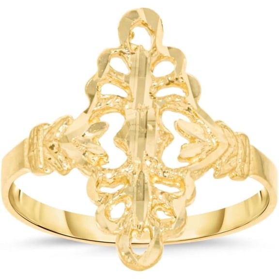 Floreo 10k Yellow Gold 18.8mm Oval Floral Openwork Filigree Ring
