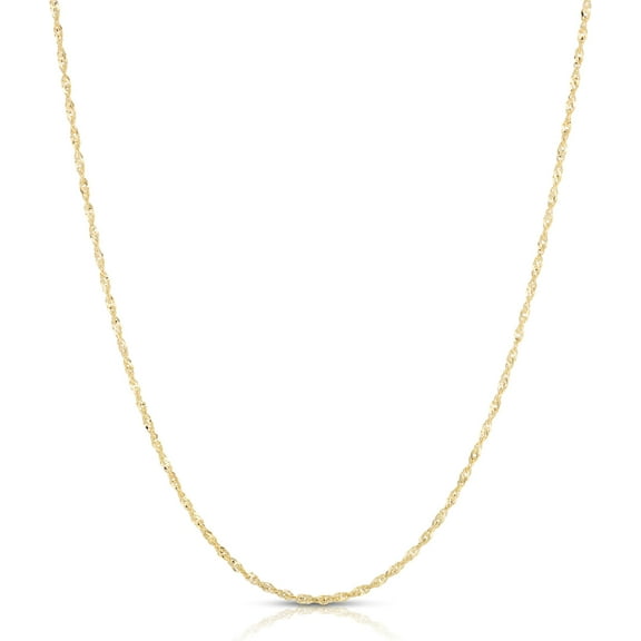 Floreo 10k Yellow Gold 1mm or 1.3mm or 1.7mm or 2.2mm Singapore Chain Necklace