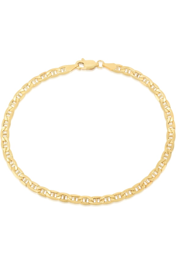 10k Yellow Gold 2.3mm Solid Anchor Mariner Mirror Chain Bracelet, 7 Inch