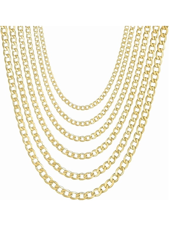 10k Yellow Gold (2.5mm, 3.3mm, 4.2mm, 5.3mm, 6.6mm, 8mm, 9mm) Lite Curb Chain Link Necklace
