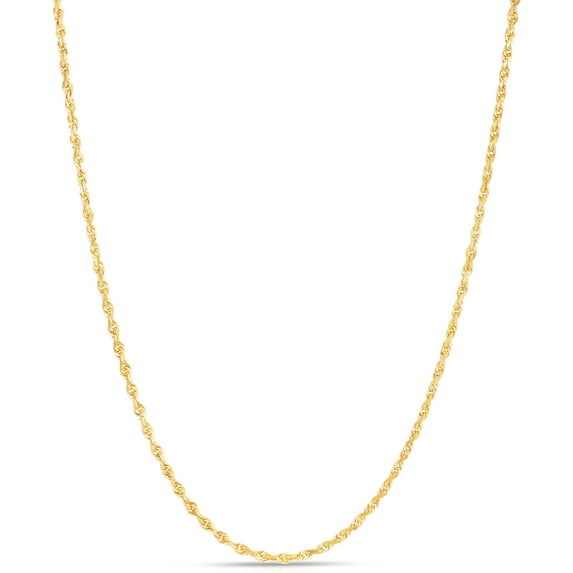 Floreo 10k Yellow Gold 2.5mm Solid Rope Chain Diamond Cut Necklace