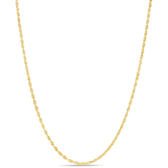 Floreo 10k Yellow Gold 2.5mm Solid Rope Chain Diamond Cut Necklace