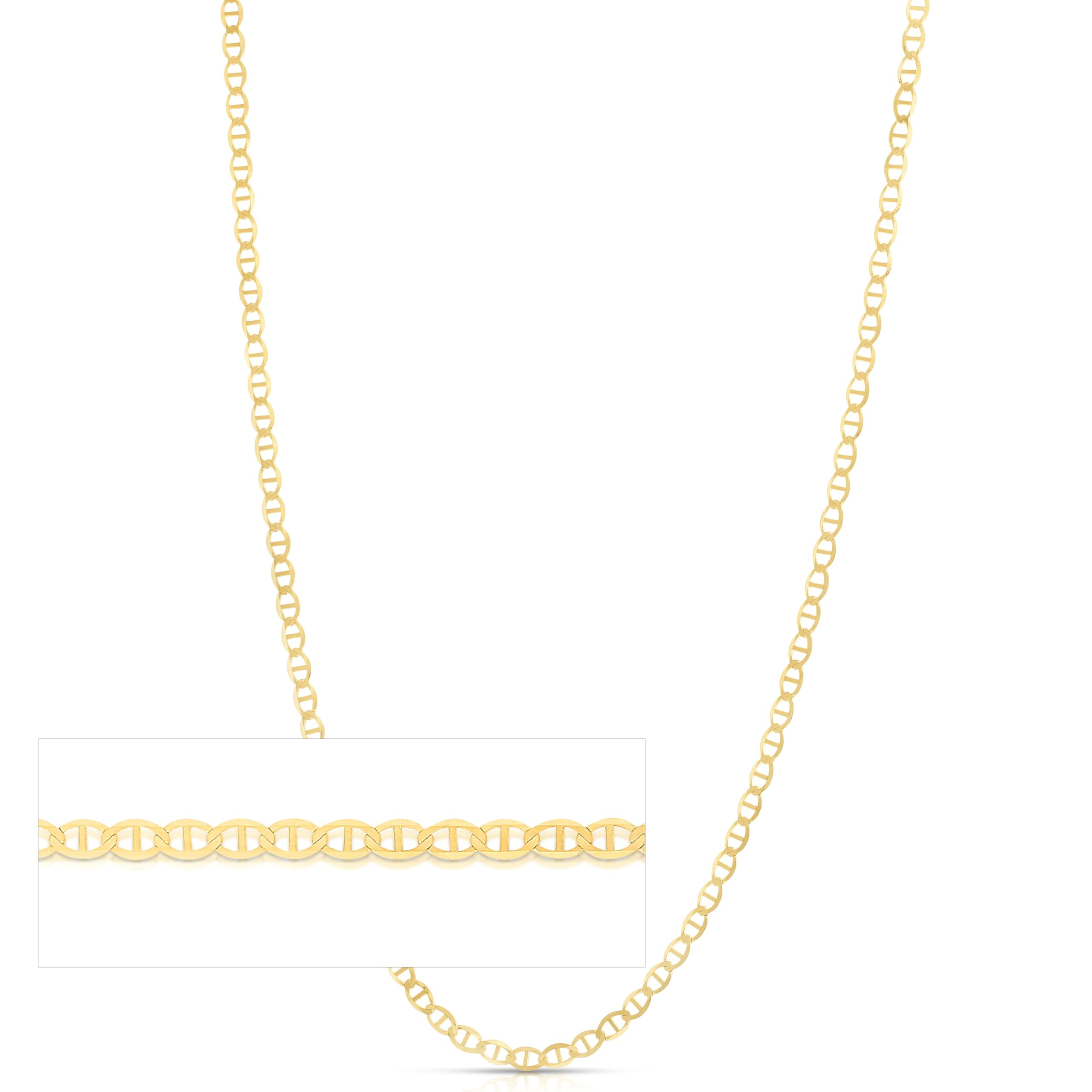 Floreo 10k Yellow Gold 2.5mm Solid Mariner Link Chain Necklace 18 Inch