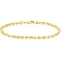 Floreo 10k Yellow Gold 2.5mm Solid Rope Chain Diamond Cut Bracelet or Anklet