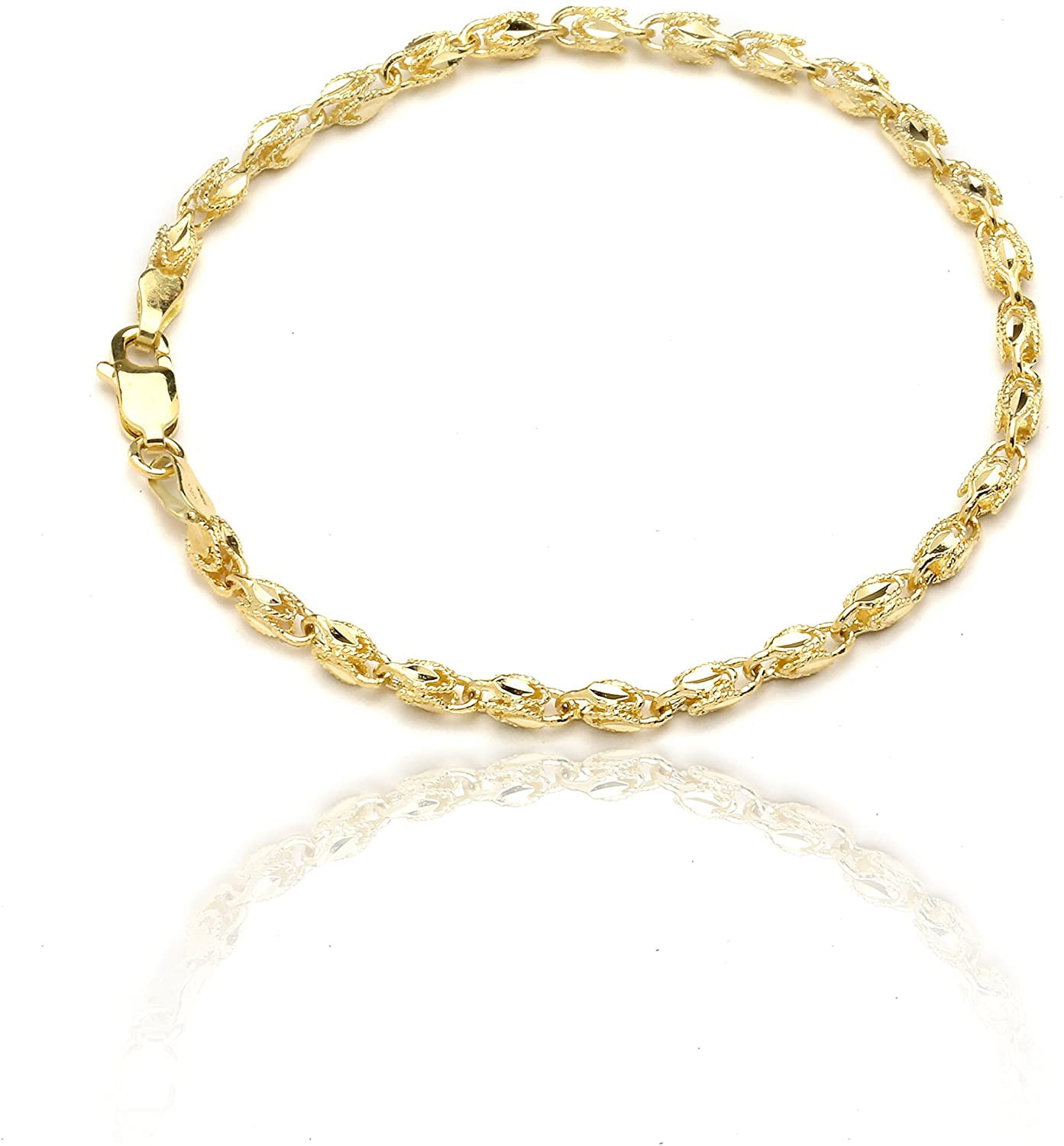 Floreo 10k Yellow Gold 2.5mm Turkish Rope Chain Bracelet or Anklet ...