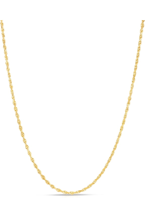 10k Yellow Gold 2.75mm Solid Rope Chain Diamond Cut Necklace