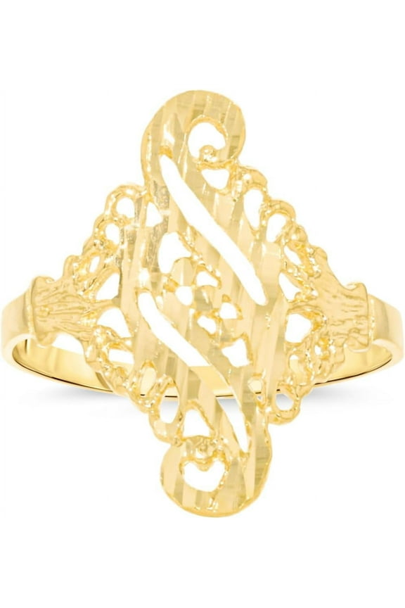 10k Yellow Gold 20.6mm Diamond Cut Filigree Ring