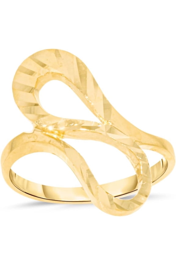 10k Yellow Gold 20mm Freeform Curved Openwork Filigree Ring