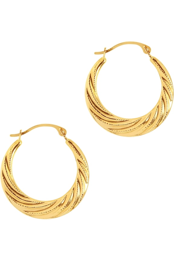 10k Yellow Gold 20mm Graduated Round Circle Twist Hoop Earrings