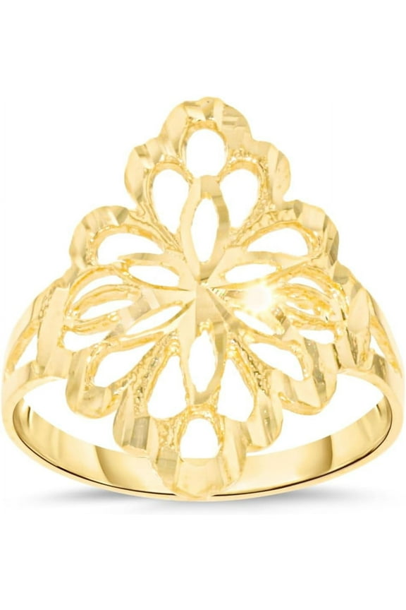 10k Yellow Gold 21.1mm Floral Openwork Filigree Ring