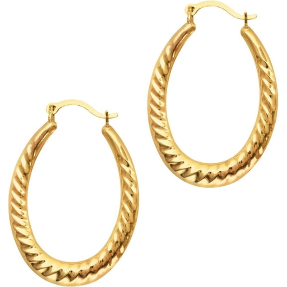 Floreo 10k Yellow Gold 23mm Graduated Oval Twist Hoop Earrings