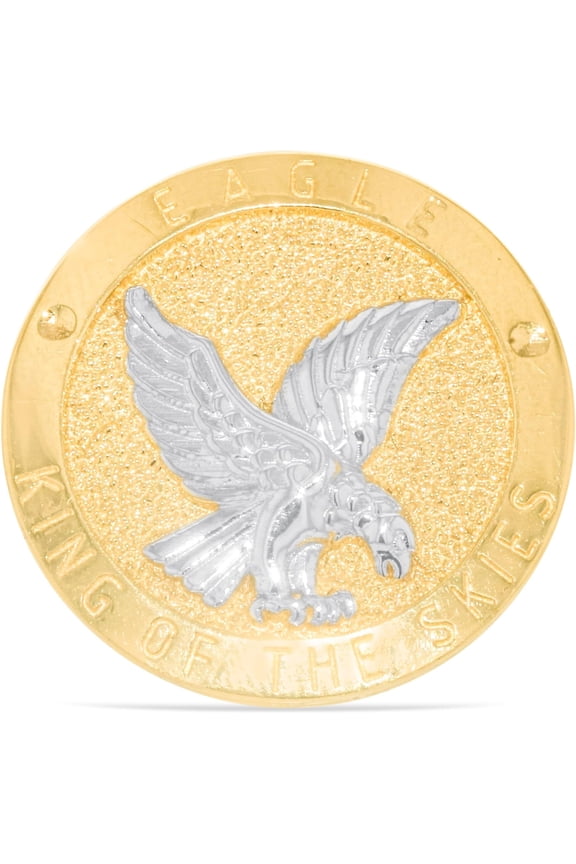 10k Yellow Gold 24mm Eagle Bird King of the Skies Medallion Men's Ring, Sizes 5 - 13