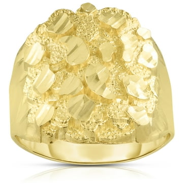 Floreo 10k Yellow Gold 24mm Round Nugget Ring, Sizes 6 - 13