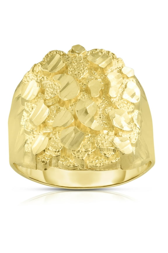 10k Yellow Gold 24mm Round Nugget Ring, Sizes 6 - 13