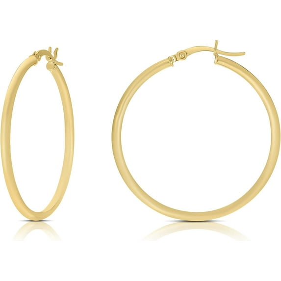 Floreo 10k Yellow Gold 2mm High Polish Round Tube Hoop Earrings