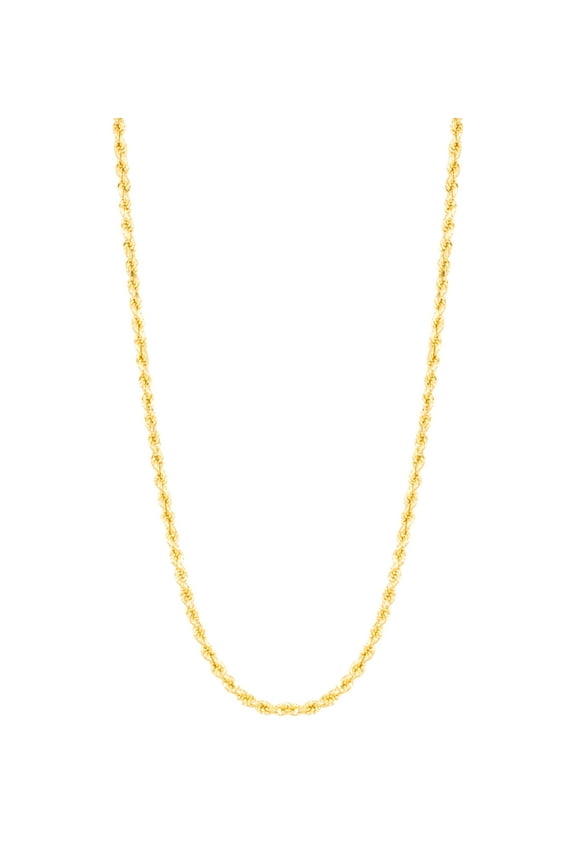 10k Yellow Gold 2mm Hollow Rope Chain Necklace