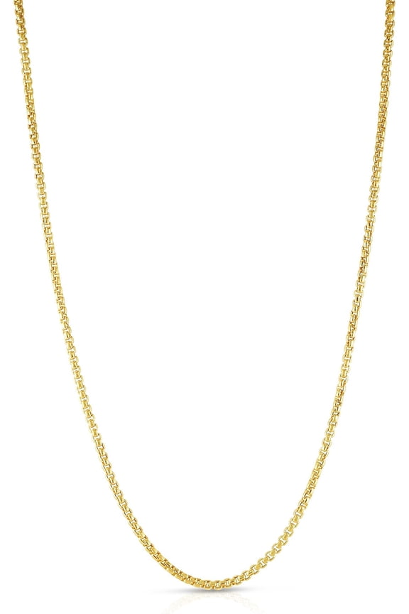 10k Yellow Gold 2mm Lite Round Box Link Chain Necklace 16 Inch