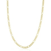 Floreo 10k Yellow Gold 2mm Solid Figaro Chain Link Necklace - 16 inch