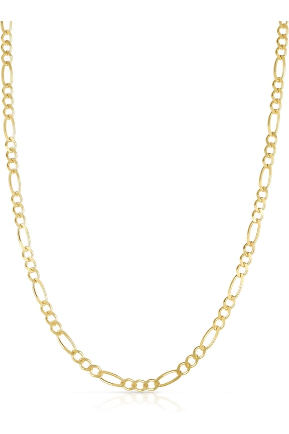 10k Yellow Gold 2mm Solid Figaro Chain Link Necklace - 16 inch