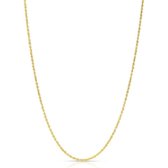 Floreo 10k Yellow Gold 2mm Solid Rope Chain Diamond Cut Necklace