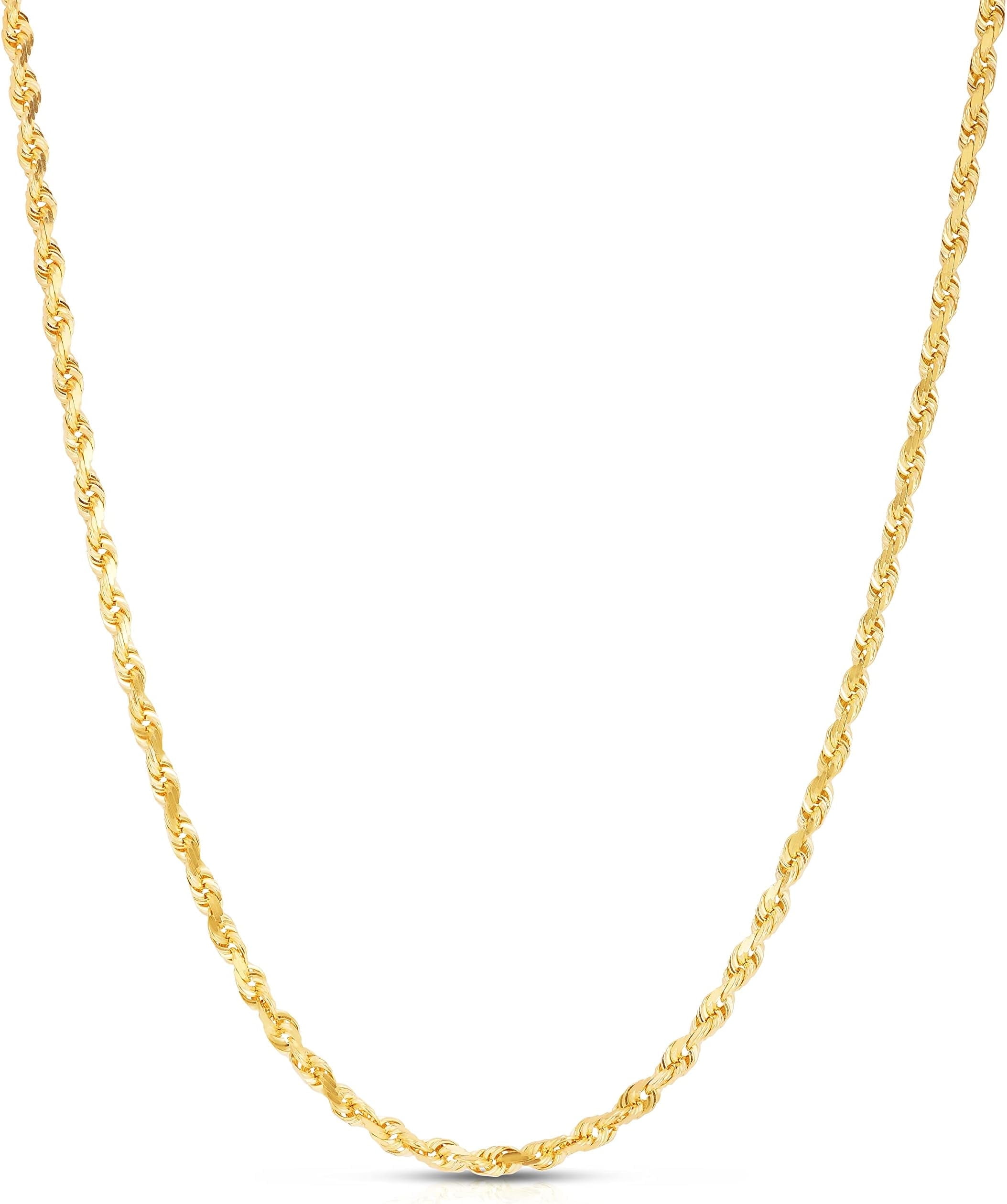 Floreo 10k Yellow Gold 3.5mm Solid Rope Chain Diamond Cut Necklace