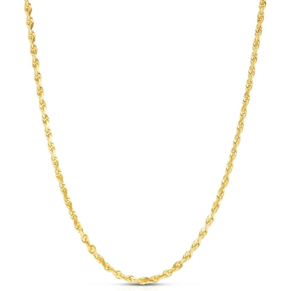Floreo 10k Yellow Gold 3.5mm Solid Rope Chain Diamond Cut Necklace