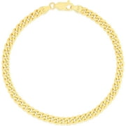 FLOREO 10k Yellow Gold 3.8mm Semi-Lite Miami Cuban Chain Bracelet
