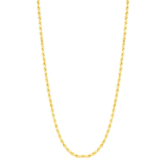 Floreo 10k Yellow Gold 3mm Diamond Cut Lite Rope Chain Necklace