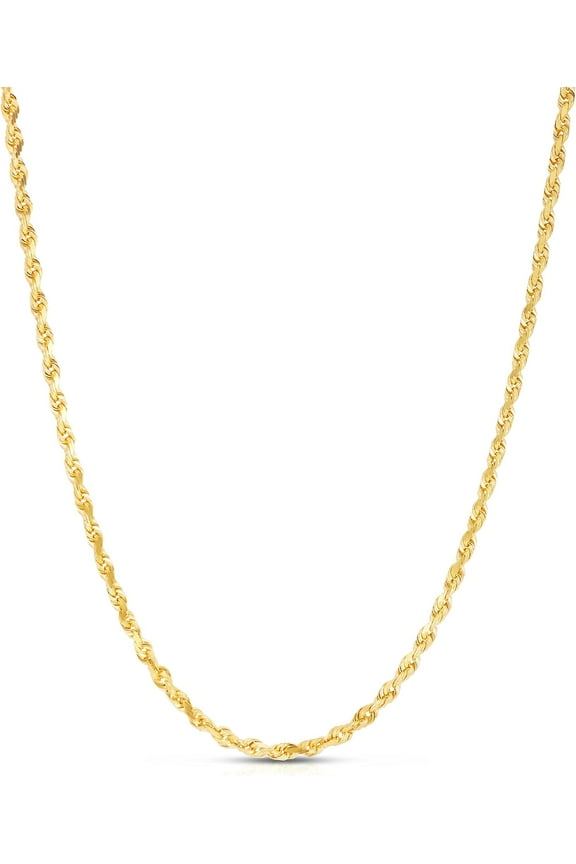 10k Yellow Gold 3mm Solid Rope Chain Diamond Cut Necklace