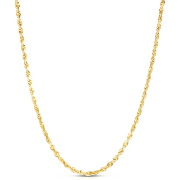 Floreo 10k Yellow Gold 3mm Solid Rope Chain Diamond Cut Necklace