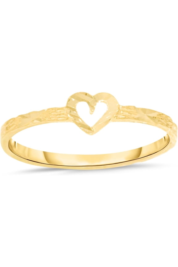 10k Yellow Gold 4.4mm Thin Mini Heart Filigree Ring