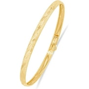 GLAD GOLD Floreo 10k Yellow Gold 4mm Chevron Satin Finish Textured Flex Bangle Bracelet