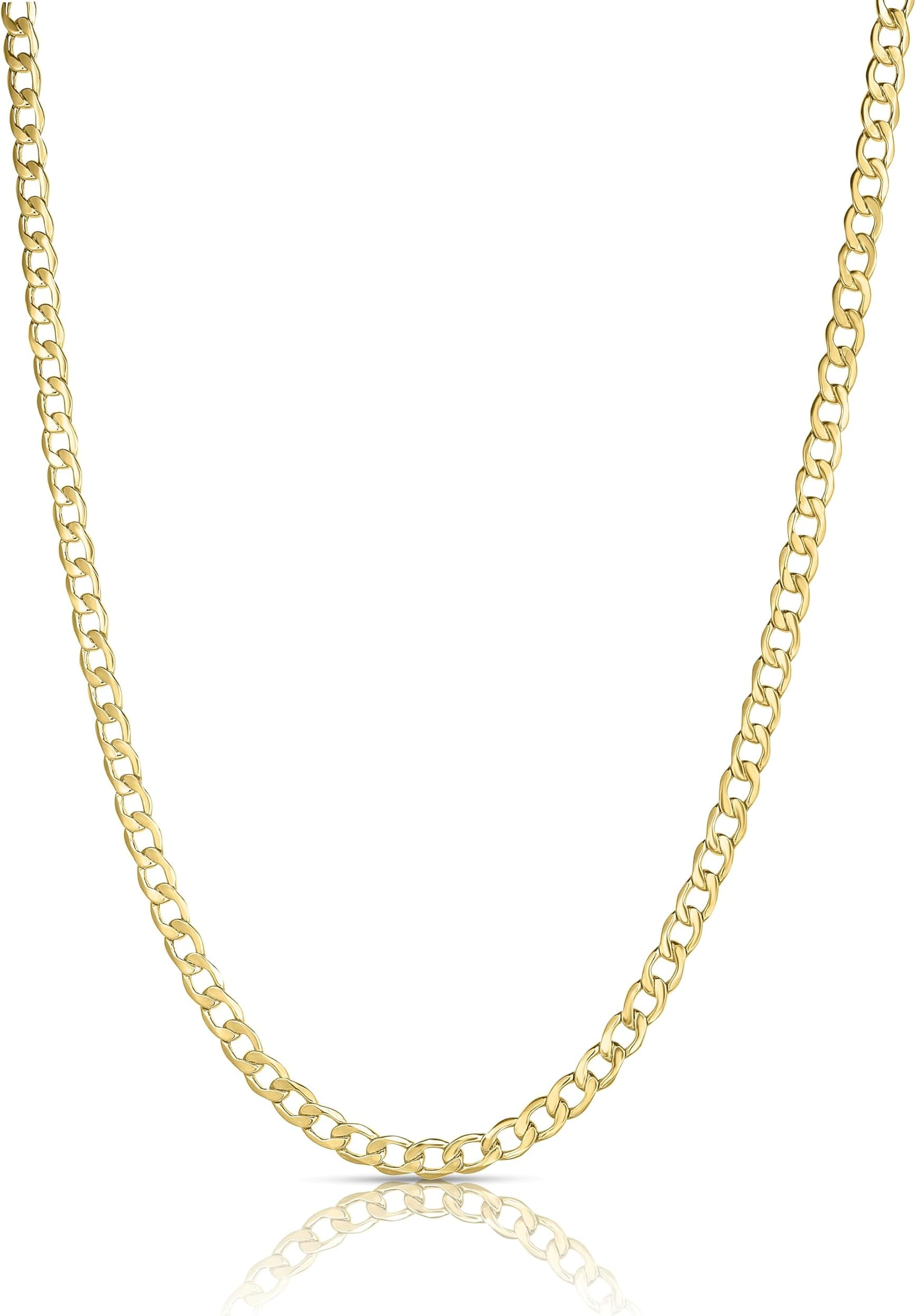 Floreo 10k Yellow Gold 4mm Hollow Cuban Curb Link Chain Necklace - 20 inch