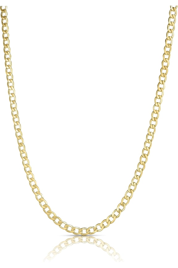 10k Yellow Gold 4mm Hollow Cuban Curb Link Chain Necklace - 20 inch