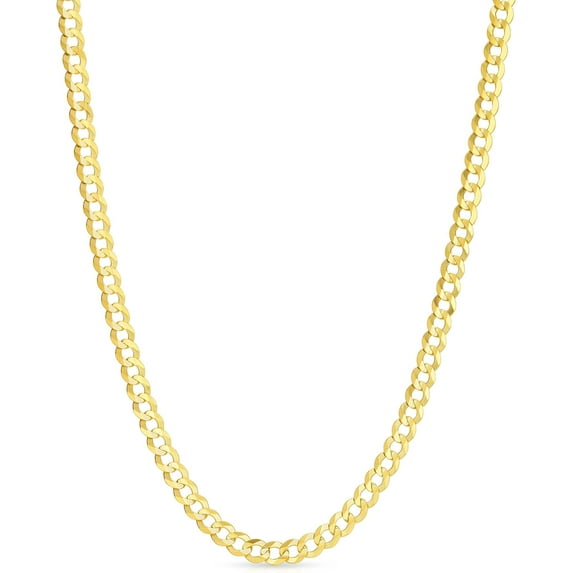 Floreo 10k Yellow Gold 4mm Solid Curb Cuban Chain Necklace