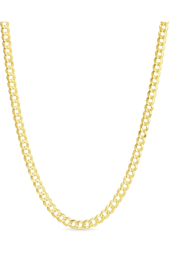 10k Yellow Gold 4mm Solid Curb Cuban Chain Necklace