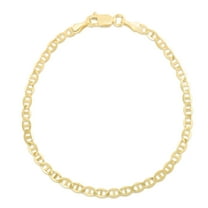 Floreo 10k Yellow Gold 4mm Solid Mariner Link Chain Bracelet or Anklet 9 Inch