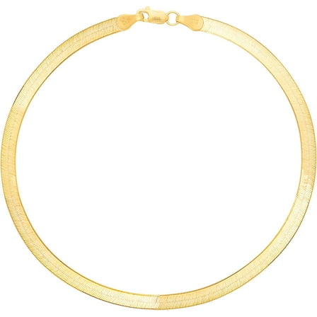 Floreo 10k Yellow Gold 4mm Super Flexible Silky Herringbone Chain Bracelet