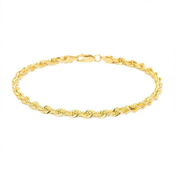 Floreo 10k Yellow Gold 5mm Hollow Rope Chain Bracelet or Anklet