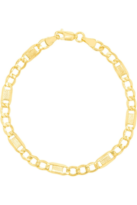 10k Yellow Gold 5mm Lite Figaro Bar Chain Bracelet or Anklet