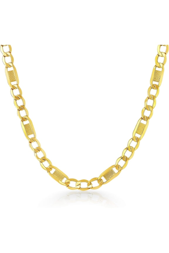 10k Yellow Gold 5mm Lite Figaro Bar Chain Necklace