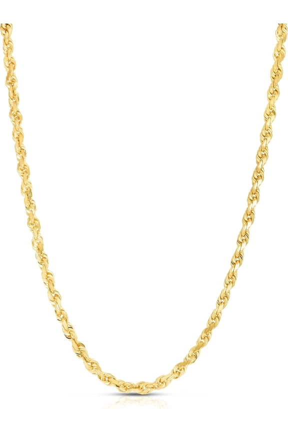 10k Yellow Gold 5mm Solid Rope Chain Diamond Cut Necklace