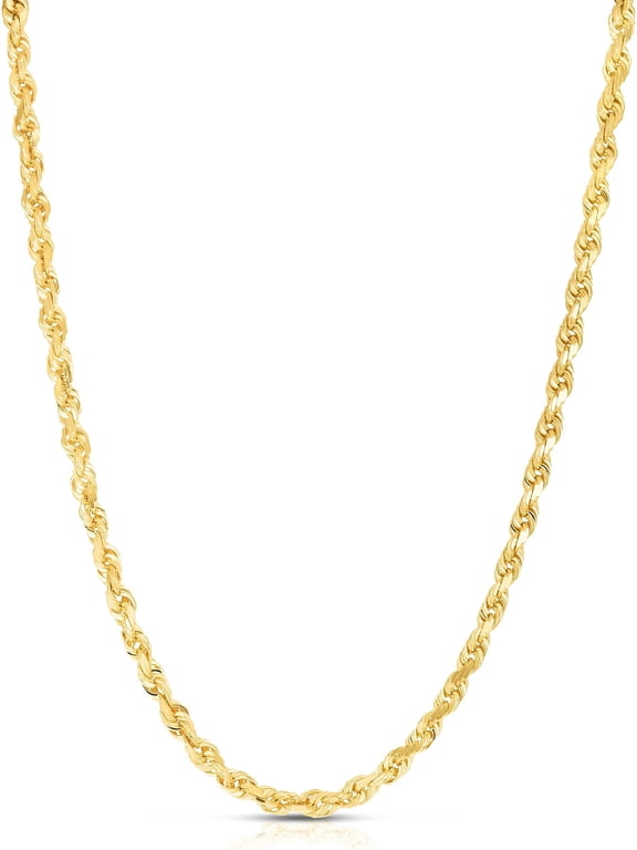 10k Yellow Gold 5mm Solid Rope Chain Diamond Cut Necklace