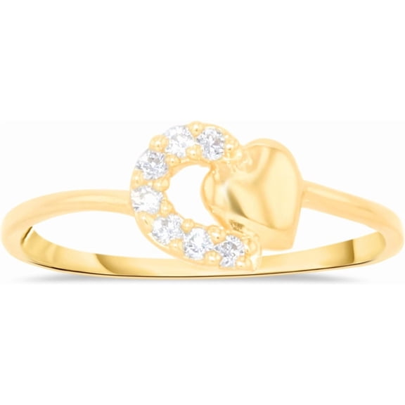 Floreo 10k Yellow Gold 6mm CZ Interlocked Hearts Ring, Sizes 4 - 9.5