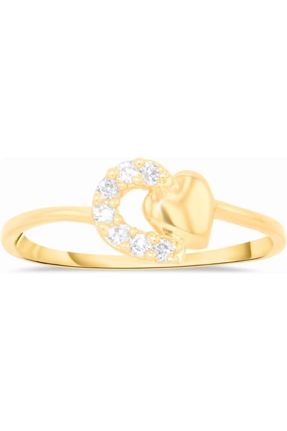 10k Yellow Gold 6mm CZ Interlocked Hearts Ring, Sizes 4 - 9.5