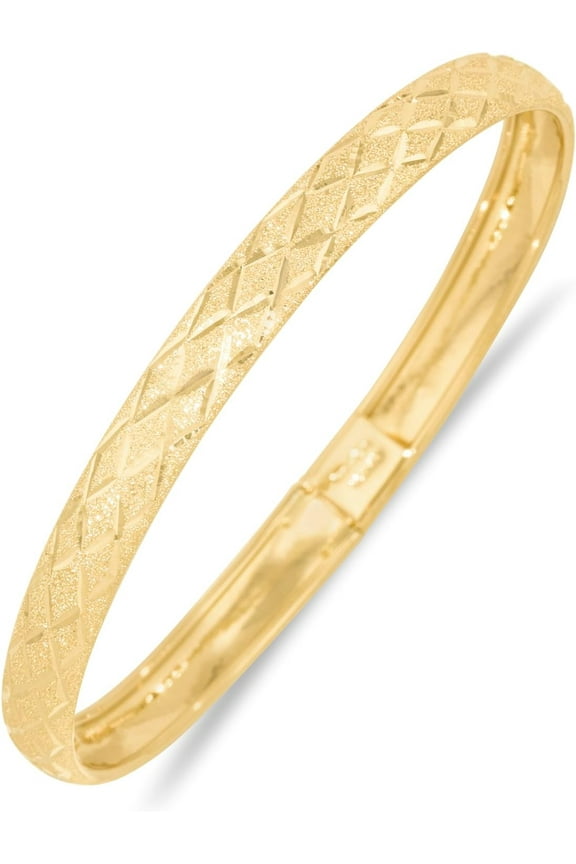 10k Yellow Gold 6mm Classic Satin Finish Textured Flex Bangle Bracelet