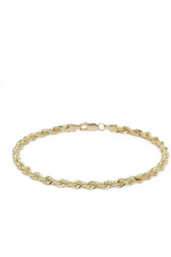 10k Yellow Gold 6mm Diamond Cut Hollow Rope Chain Anklet