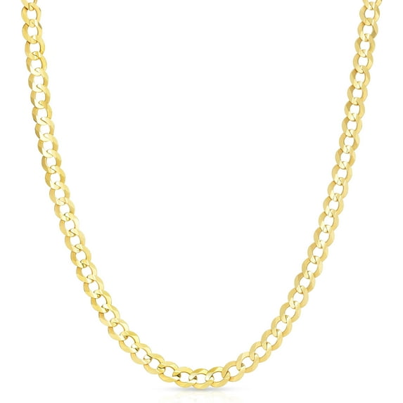 Floreo 10k Yellow Gold 6mm Solid Curb Cuban Chain Necklace